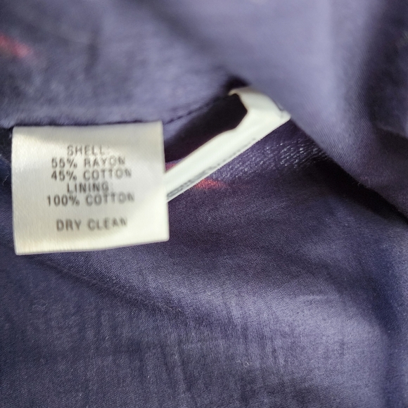 Ann Taylor LOFT Floral Knee Length Dress Navy Blue Green Orange 3/4 Sleeve 0P - Picture 13 of 14